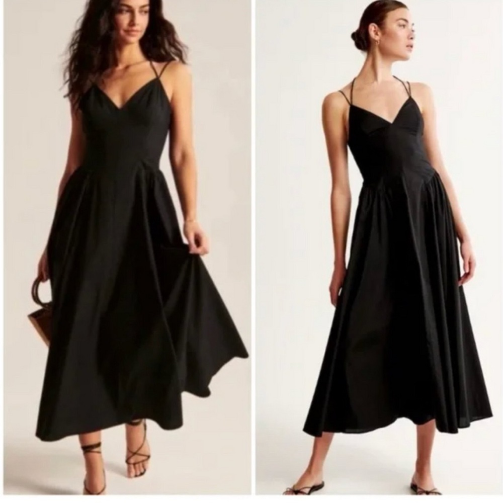 Abercrombie & Fitch Black Midi Dress